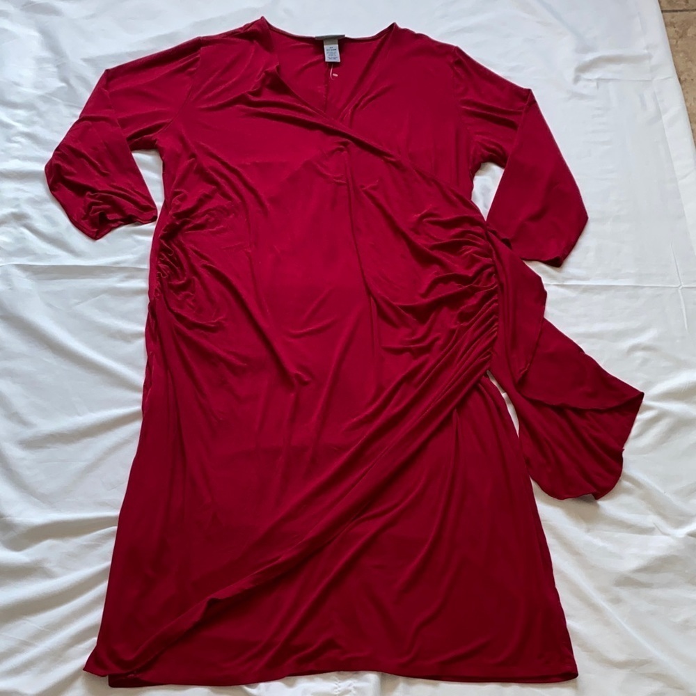 Fashion Nova Red Draped Long Sleeve Dress - Picture 9 of 10
